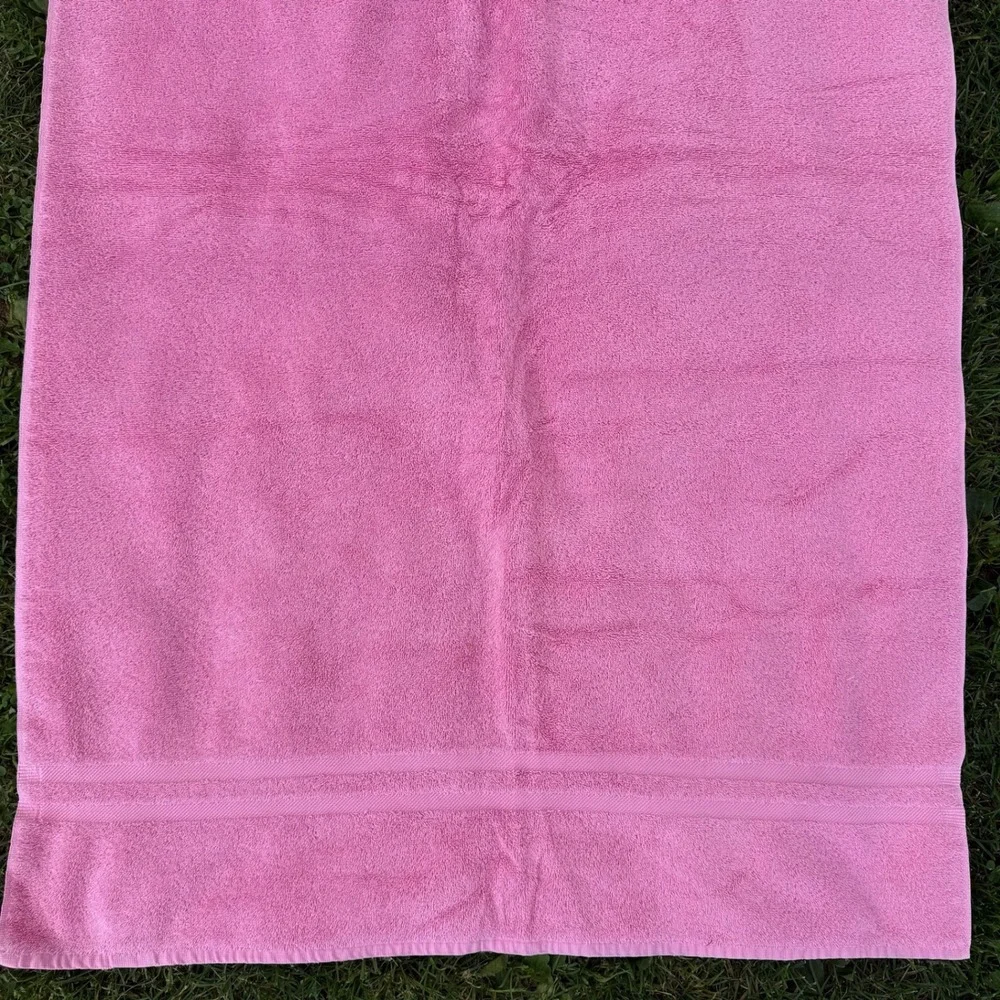 Ralph Lauren Bath Towel Large Pink 100% Cotton Made USA Solid Dobby Border VTG